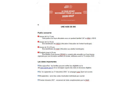Le pass sport est de retour